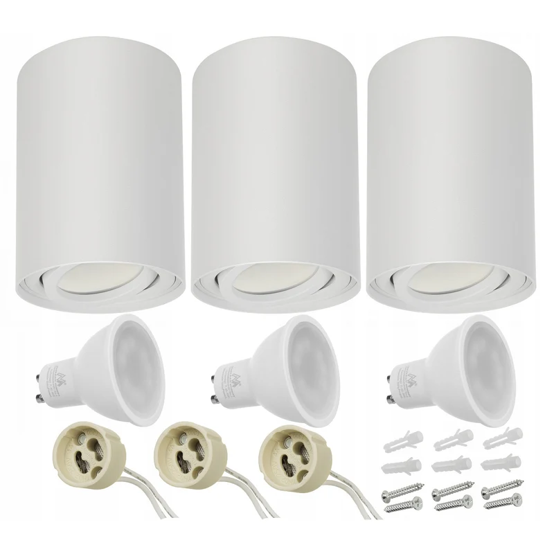 3x Maclean Round Plafond White MCE422 + 3x LED-lampa GU10 5W 4000K