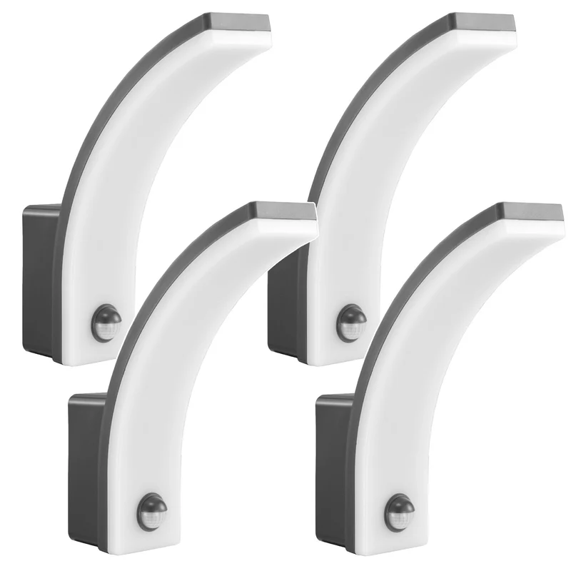 Maclean rörelsesensor LED-lampa, PIR rörelsesensor, grå, 20W, IP65, 2000lm, neutralvit (4000K) MCE512 GR, 4 st