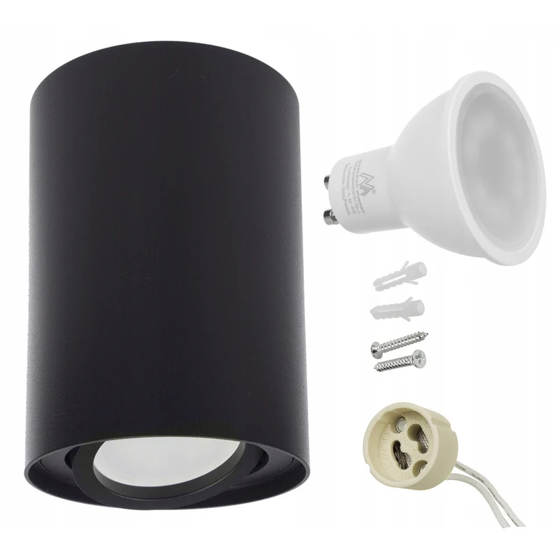 Maclean Round Plafond Black MCE422 B + LED-lampa GU10 5W 4000K