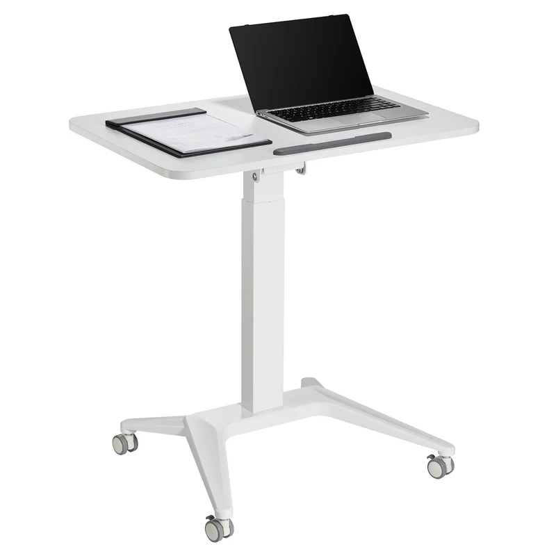 Maclean mobilt laptopbord, vitt, pneumatisk höjdjustering, 80x52cm, max 8kg, 109cm h, MC-453W
