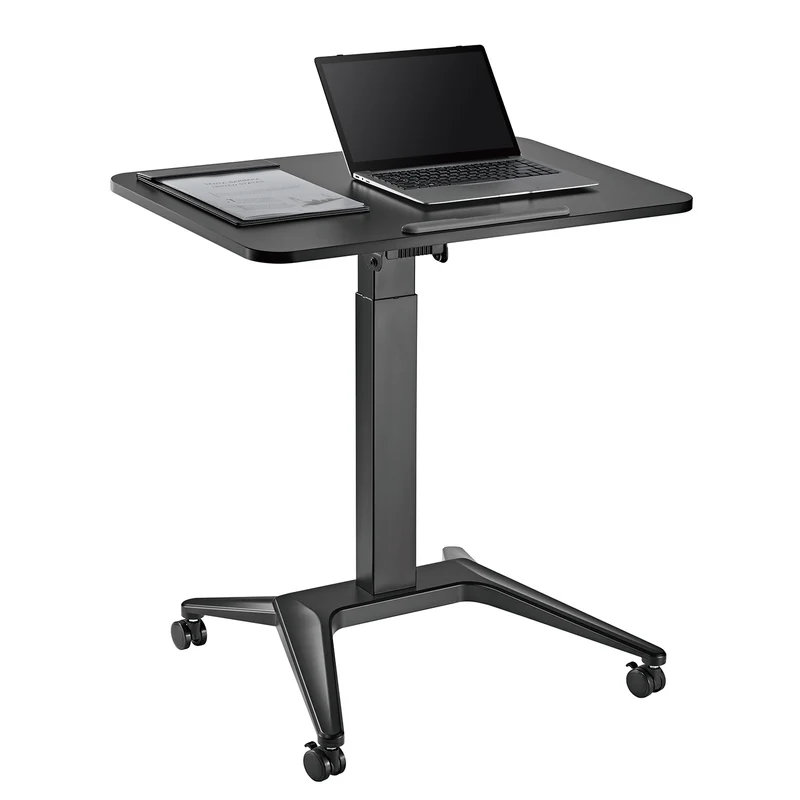 Maclean mobilt laptopbord, svart, pneumatisk höjdjustering, 80x52cm, max 8kg, 109cm h, MC-453B