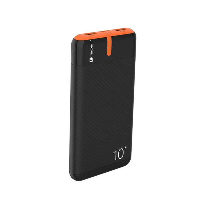 Tracer Powerbank, 10000 mAh, svart och orange, USB C, 2A, EnerGo