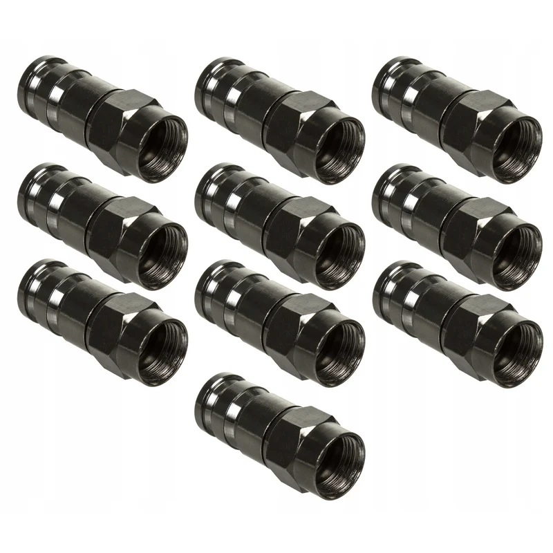 Maclean, F-kompressionsanslutning, RG-6, Professionell, Nickel, Svart, MCTV-916, 10 st