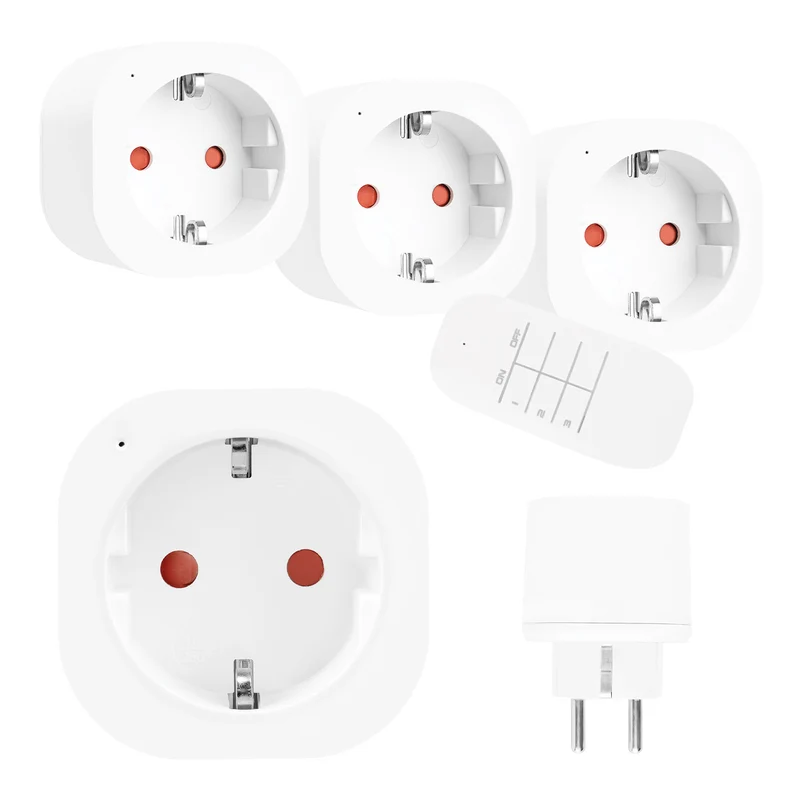GreenBlue fjärrstyrda eluttag, 3 st, programmerbara, räckvidd upp till 30 m, 220–240 V AC, 50/60 Hz, 16 A, 433 MHz, GB313 F
