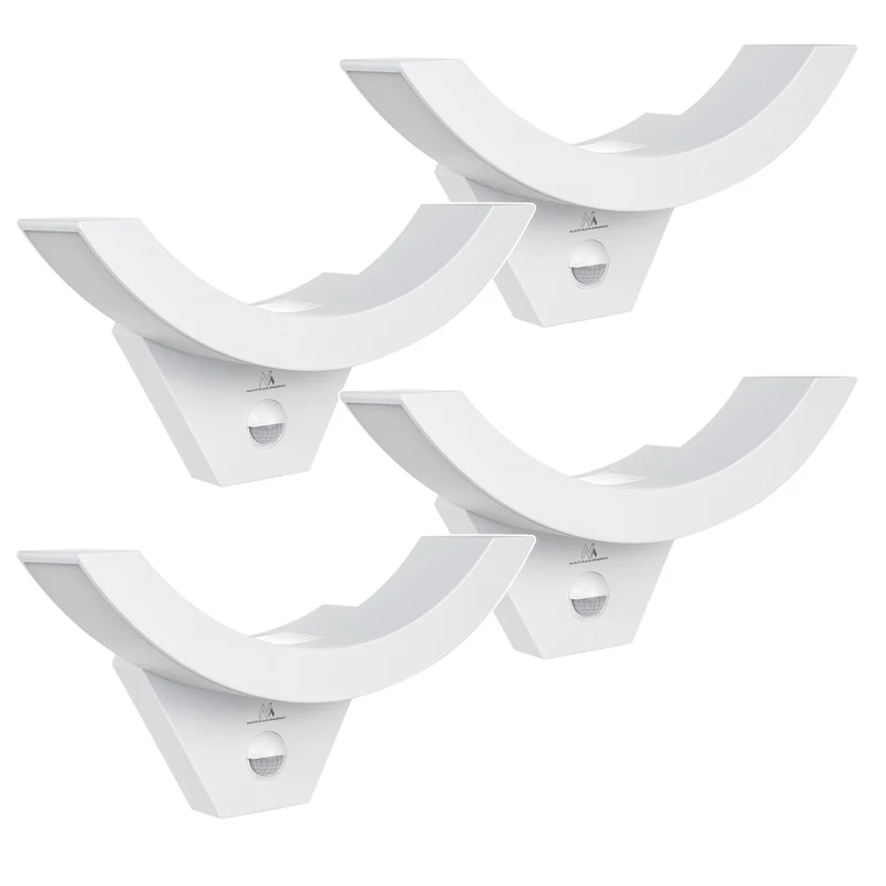 Maclean LED-lampa med rörelsesensor, PIR-sensor, vit, 10 W, IP54, 800 lm, MCE290 W, 4 st