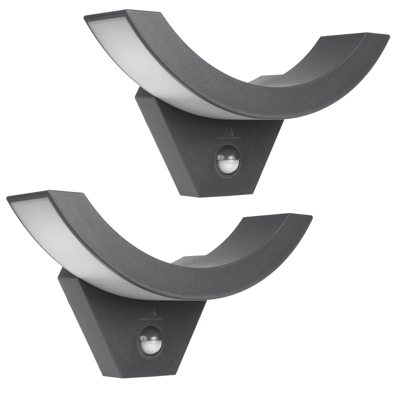 Maclean LED-lampa med rörelsesensor, infraröd rörelsesensor, grå, 10 W, IP54, 800 lm, MCE290 GR, 2 st