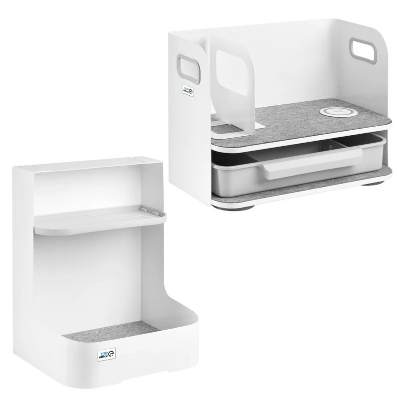 Skrivbordsorganisatör med låda och trådlös laddare Ergo Office, vit, max. 10 kg, ER-441 + Skrivbordsorganisatör för kontorsredskap upp till 5 kg ER-442