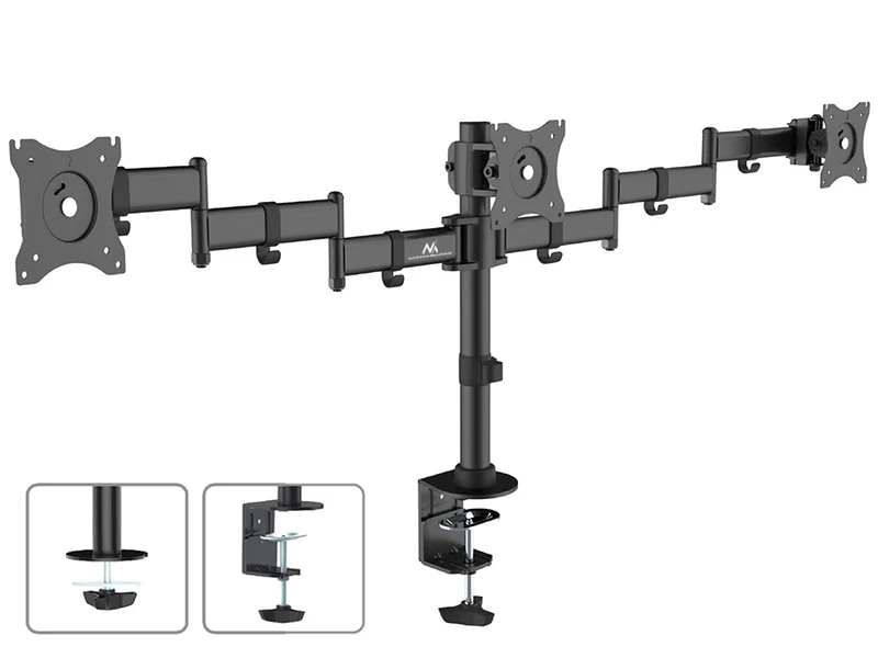 Maclean skrivbordsfäste för 3 LCD-skärmar, dubbel arm, VESA 75x75 och 100x100, 13"-27", 8kg, MC-691