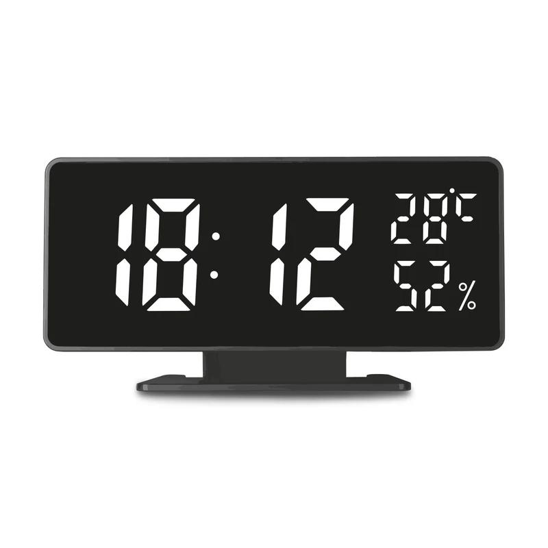 Klocka med alarm och termometer GreenBlue GB395 svart hygrometer