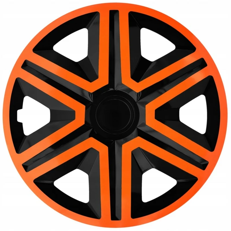 15" NRM ACTION Dubbelfärgade orange/svarta universalnavkapslar 4 st