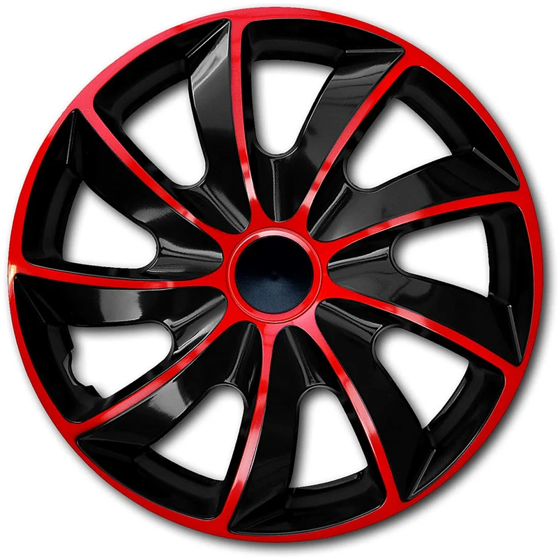 Sats navkapslar 17" QUAD röd/svart 4 st
