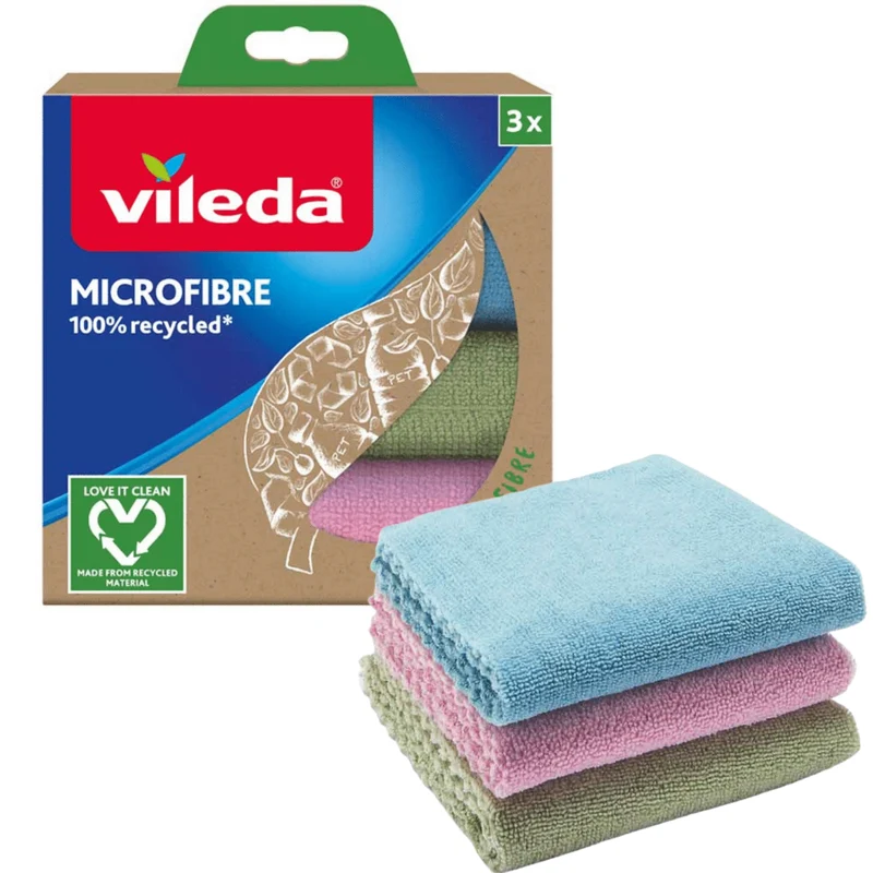 Set med 3 Vileda Microfiber 100% återvunna trasor