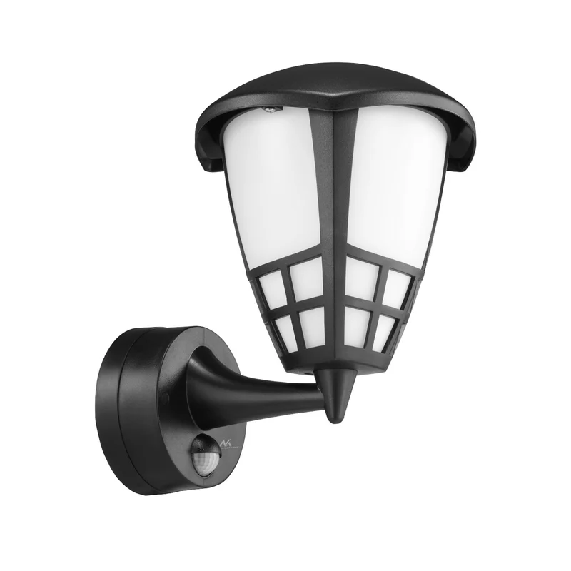 Vägglampa 1xE27 med sensor Maclean, infraröd sensor, max. belastning 60W, IP65, svart, MCE518 B + LED filamentlampa E27, 8W 230V Maclean Energy MCE268 WW varmvit 3000K 1055lm retro edison dekorativ
