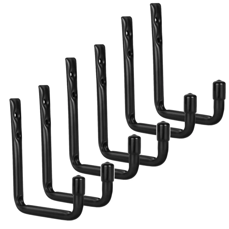 Set med 6 Maclean-väggfästen för däck, hjul, stege, cykel, i stål, max. belastning 22 kg/fäste, MC-488