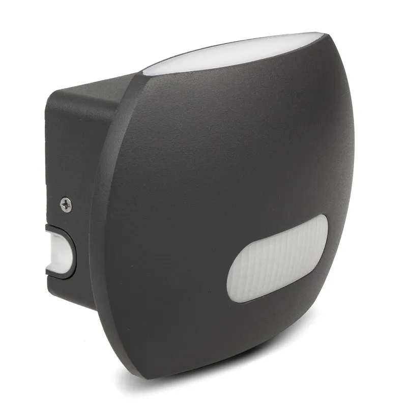Maclean Energy MCE366 - PC+ALU, 20W (1600lm) neutralvit 4000K IP65 grå LED-vägglampa med PIR-sensor