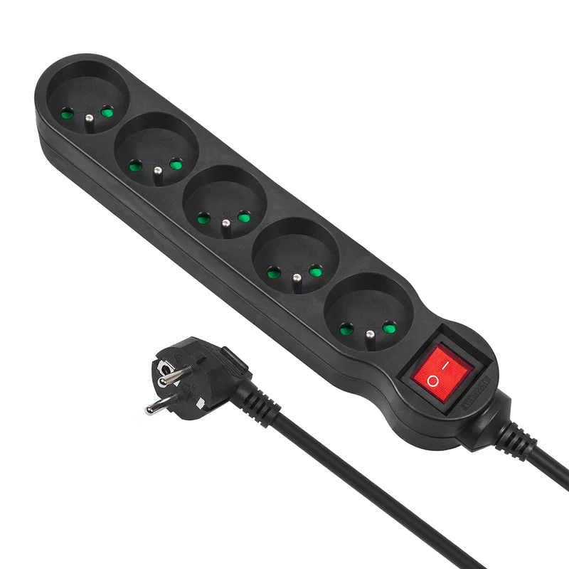 Maclean Energy power strip MCE185 Förlängningskabel med 5 uttag med strömbrytare