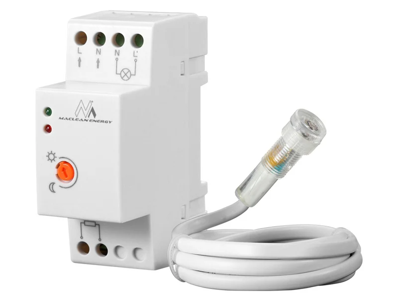 Maclean skymningsrelä, DIN-skena, med extern sond, 220-240V/AC, 50Hz, 20A, MCE83