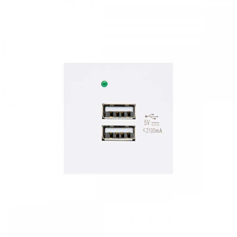 Maclean MCE728W USB-Uttag Laddare 2x USB-Anslutning Upp till 2,1A Fast Charge Modulärt Vägguttag Infällt Uttag Vägguttag Infälld Installation (USB-Uttag 2.1A, Vit)