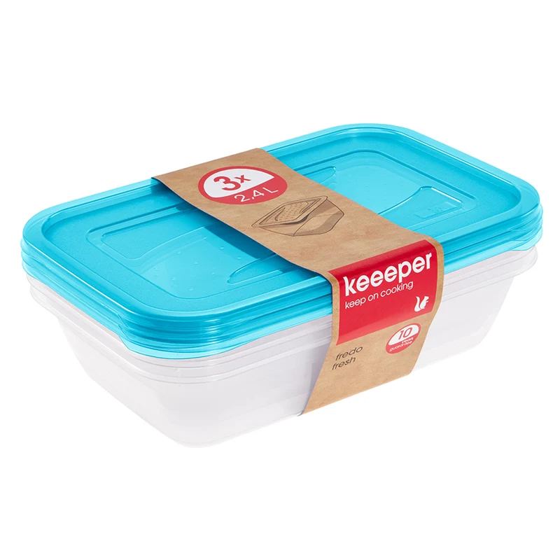 Keeeper Fredo Fresh Set Med 3 x 2,4 l Behållare För Förvaring Av Livsmedel