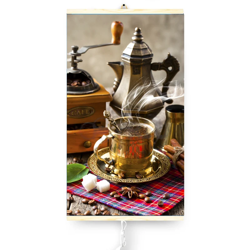 Infraröd värmare - flexibel värmepanel 430W TRIO mönster 5 kaffe, mått 100x57cm med styrenhet