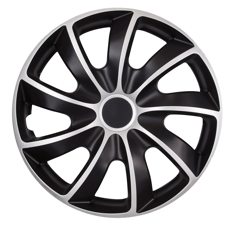 Universal navkapslar 16" QUAD BICOLOR svart/silver 4 st