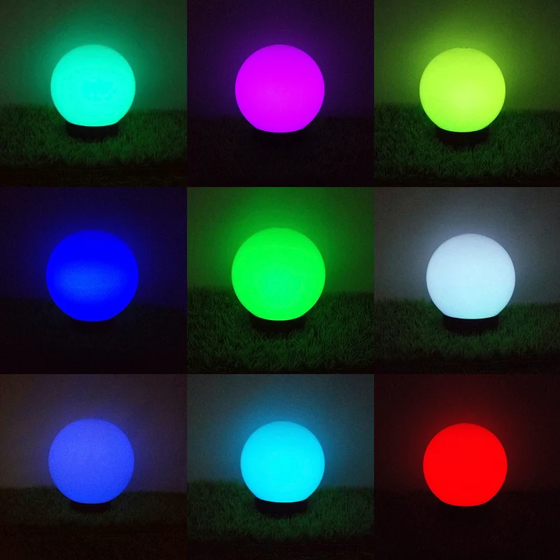 GreenBlue solcellsdriven fristående trädgårdslampa, sfär, 20x20x53cm, RGB-färgade LED, GB124