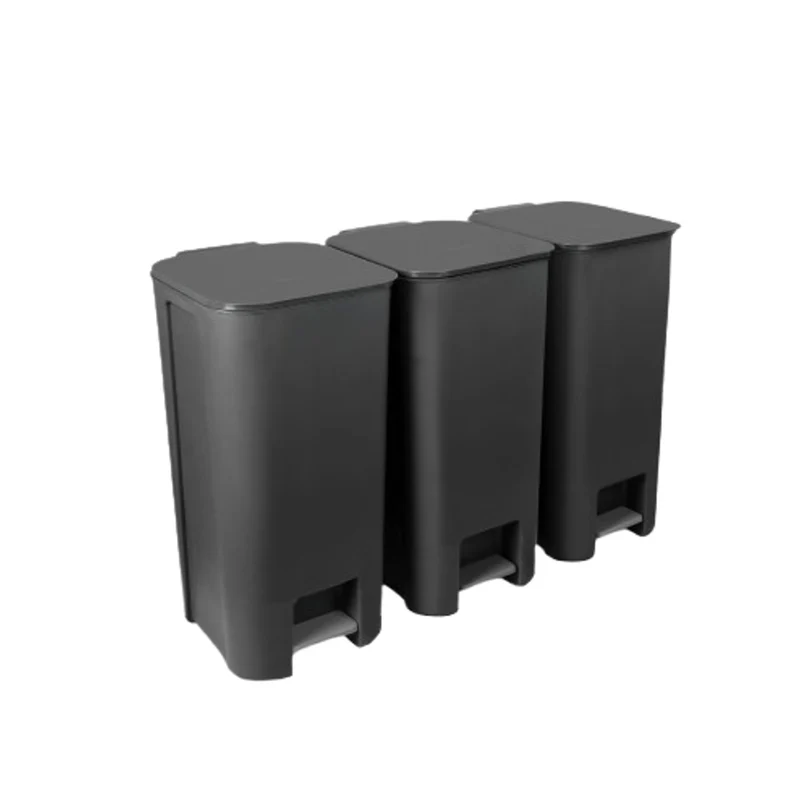 Återvinningsset 3 x pedalbehållare 40 L mörk grafit Practic 10105593