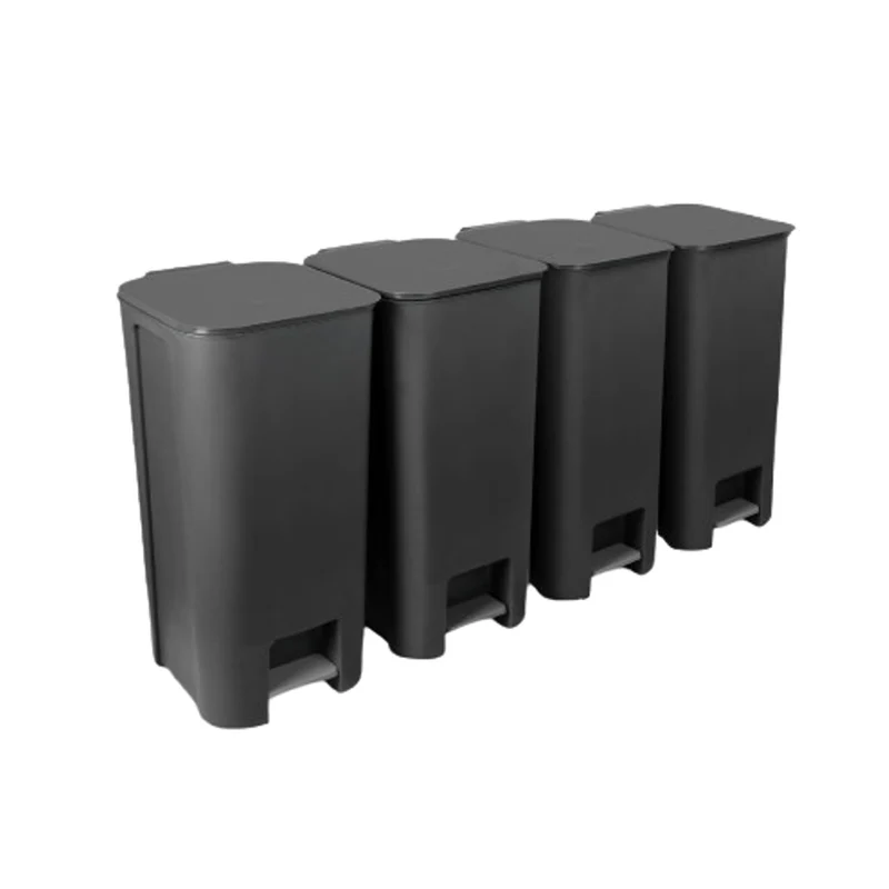 Återvinningsset 4 x pedalbehållare 40 L mörk grafit Practic 10106593