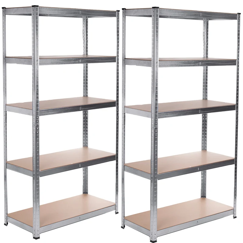 2x förvaringsställ i metall 175 kg x5 180x90x40cm GrönBlå, galvaniserad, vikbar, MDF, GB378