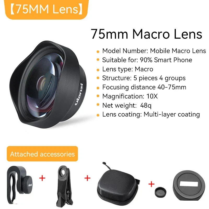 Ulanzi 75mm Makro Linse til Smartphones – Nærbillede Clip-On Kamera Linse