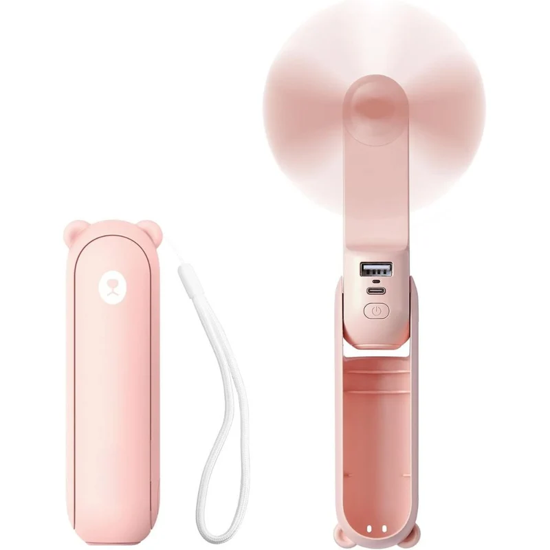 3 i 1 Håndholdt Mini Vifte | USB Opladelig, Sammenklappelig Design & Ideel til Rejser, Camping og Udendørs Aktiviteter