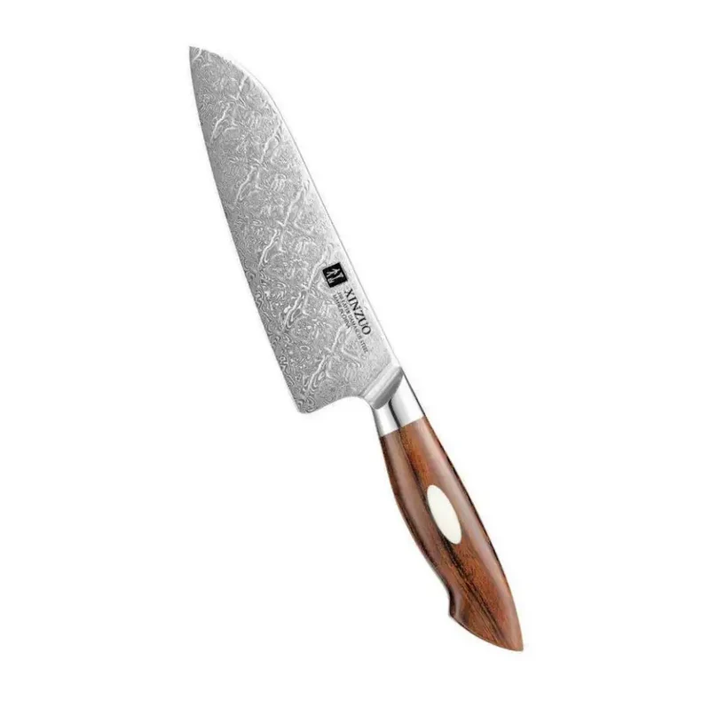 XINZUO Jiang Damaskus Santoku-kniv, 18 cm