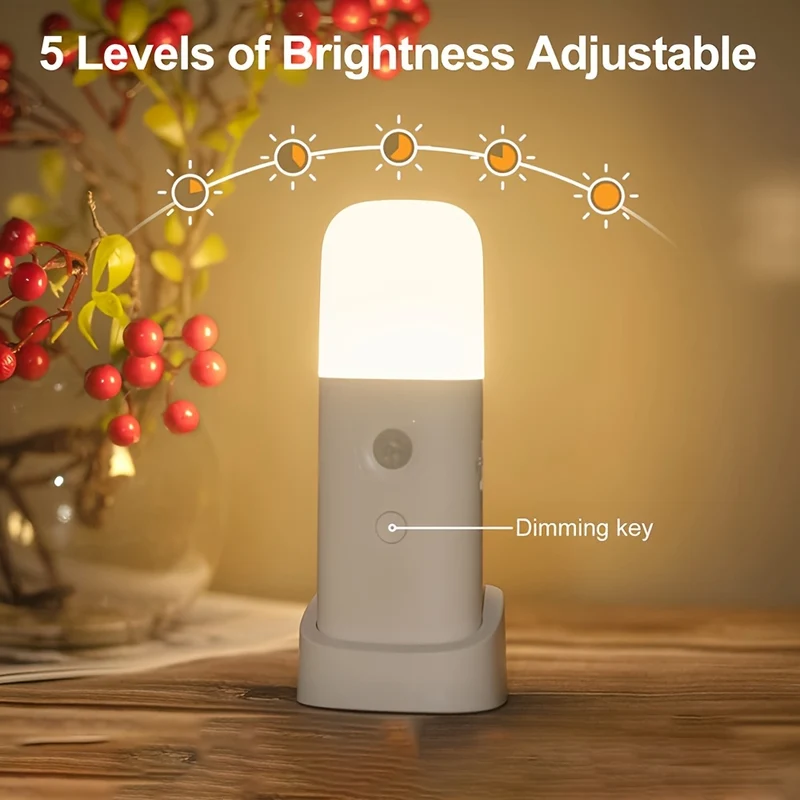 LED Nachtlamp met Bewegingssensor – USB-oplaadbaar en Verstelbare Helderheid voor Slaapkamers en Gangen