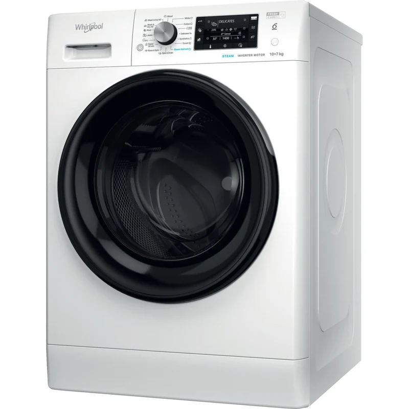 Whirlpool FFWDD1076258B kombinerad tvättmaskin och Tumlare Fristående Frontmatad Vit