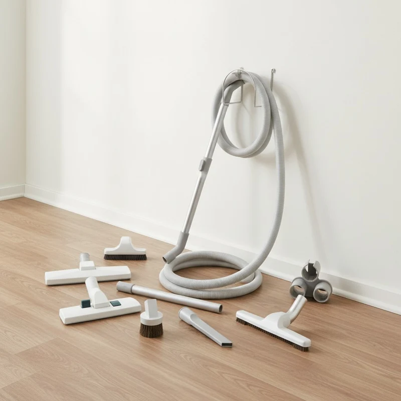 Central Vacuum Basic 30 ft Hose Attachment & Accessories Kit for All Surfaces