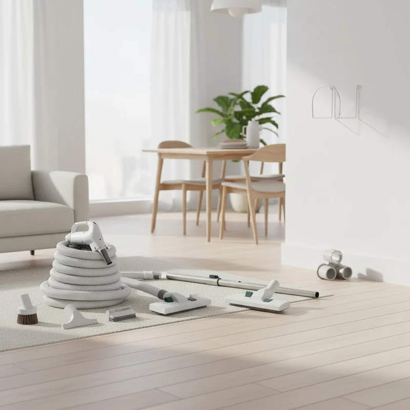 Central Vacuum Attachment Kit for All Surfaces with Deluxe Plastiflex Hose