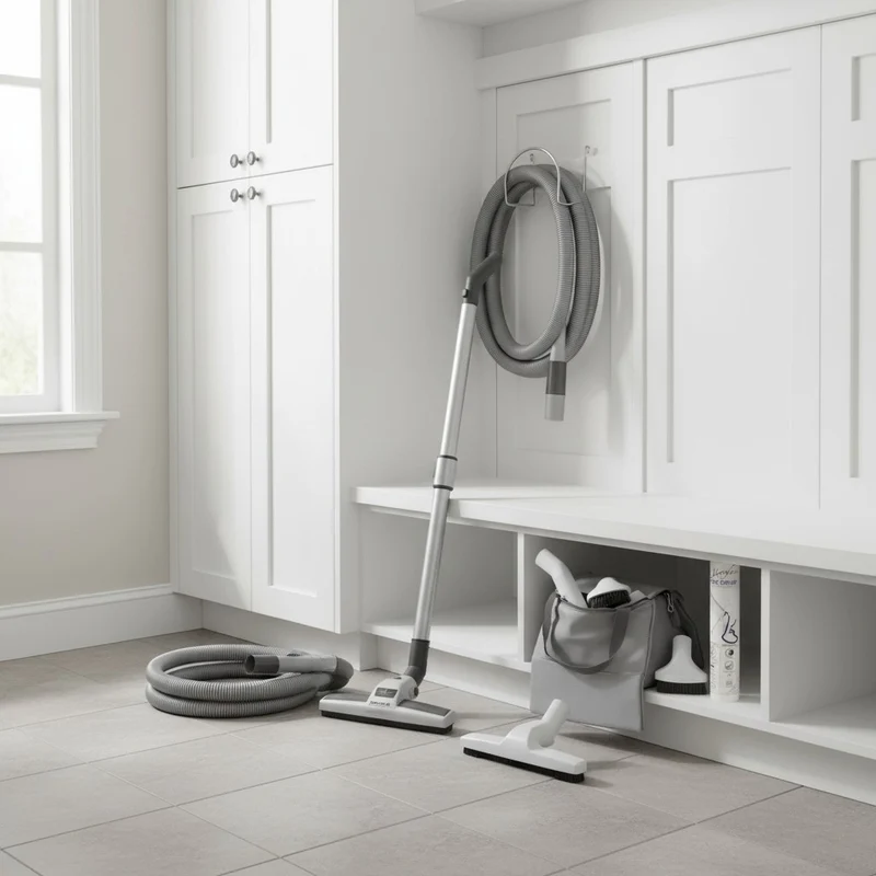 Central Vacuum Hose Cover & Attachment Kit with Deluxe Hose and Suction Tools