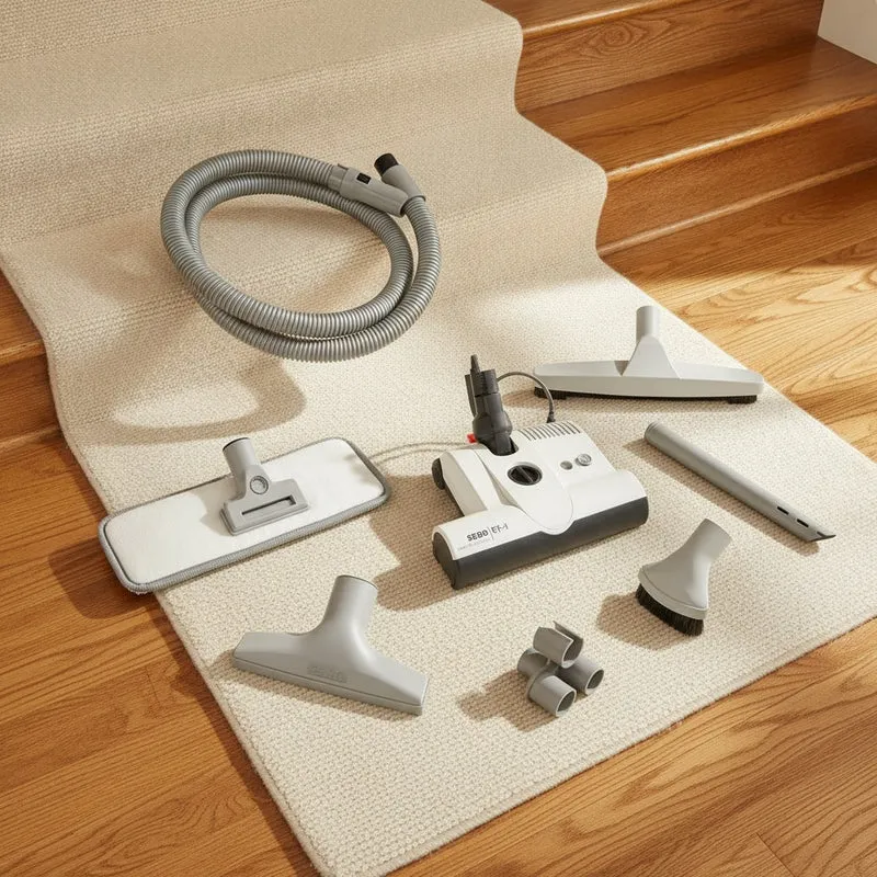 SEBO ET-1 Central Vacuum Attachment Kit with Plastiflex Hose, Microfiber Mop & Tools
