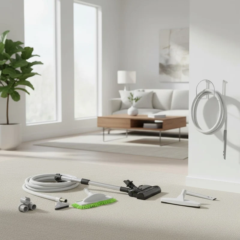 Deluxe Electric Central Vacuum Attachment Kit for Carpets & Bare Floors with PN33 Power Nozzle & Plastiflex Hose