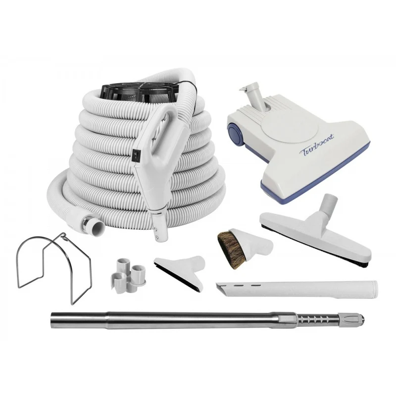 Central Vacuum Attachment Kit with Plastiflex Deluxe Hose & TurboCat TP210 Power Nozzle – Fits All Central Vacuum Brands