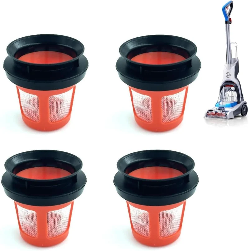 Replacement Filters For Hoover PowerDash Pet FH50700, FH50701, FH50702, FH50710, FH50750 Vacuum Filter Strainer and Rubber Gasket Attachment (4 Pack)