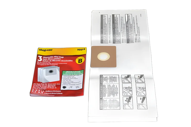 Shop Vac Paper Bags B, All Around Vac Pack of 3, 2-2.5 Gallon Bags #9066833