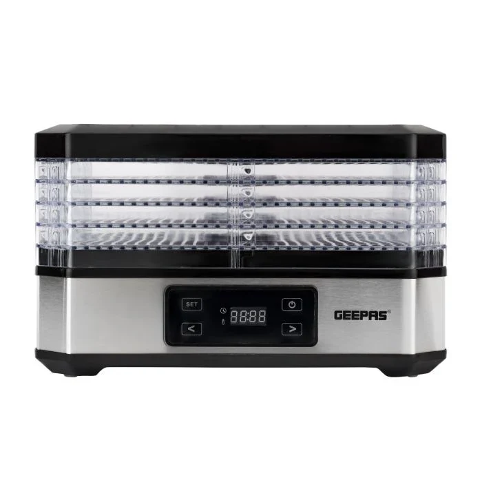 Geepas 500W Digital Food Dehydrator, 5-Layer, 48H Timer, Black/Silver GFD63013UK