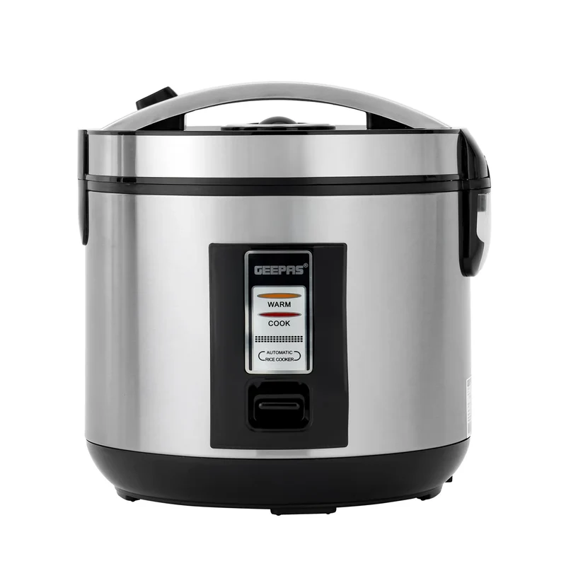 Geepas 1.8L Automatic Rice Cooker with Steamer, Black/Silver GRC4330
