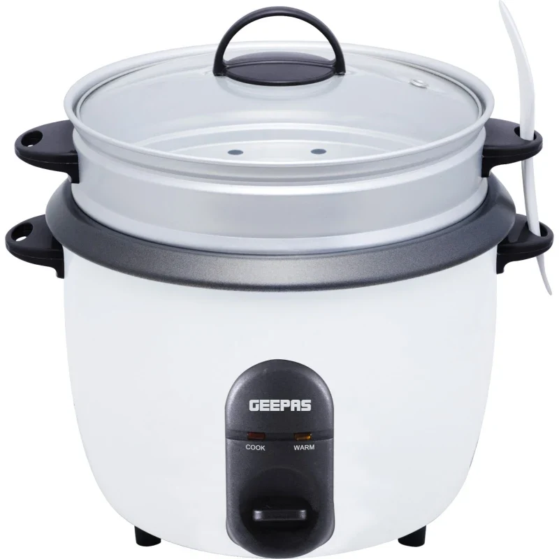 Geepas 500W 1.5L Automatic Rice Cooker, 3-in-1 Cook/Steam/Warm, White GRC35011