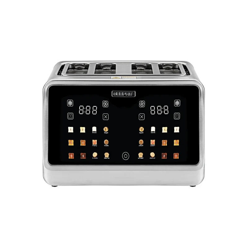Geepas Digital 4-Slice Toaster, LED Touch, 6 Modes, Silver GBT36569UK