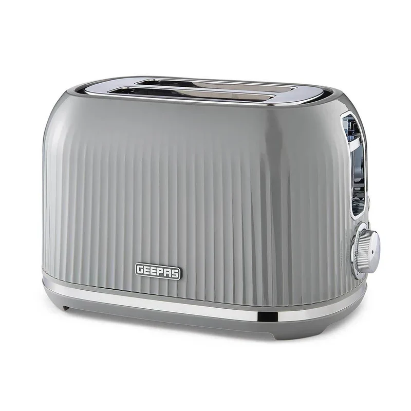Geepas Fluted 2-Slice Toaster, 6 Browning Levels, Grey GBT36558UK-GR
