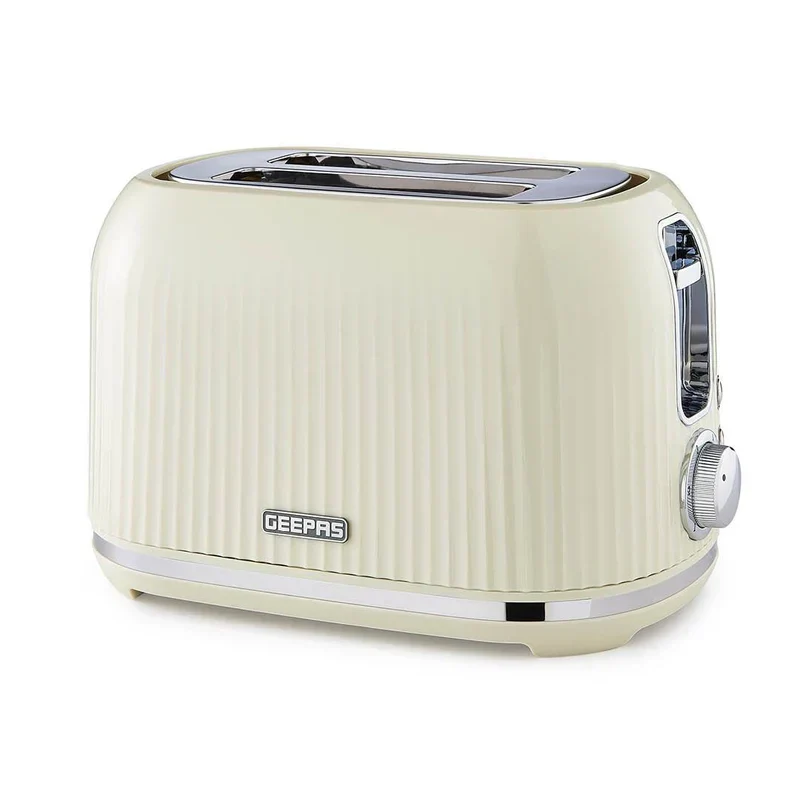 Geepas Fluted 2-Slice Toaster, 6 Browning Levels, Cream GBT36558UK-CR