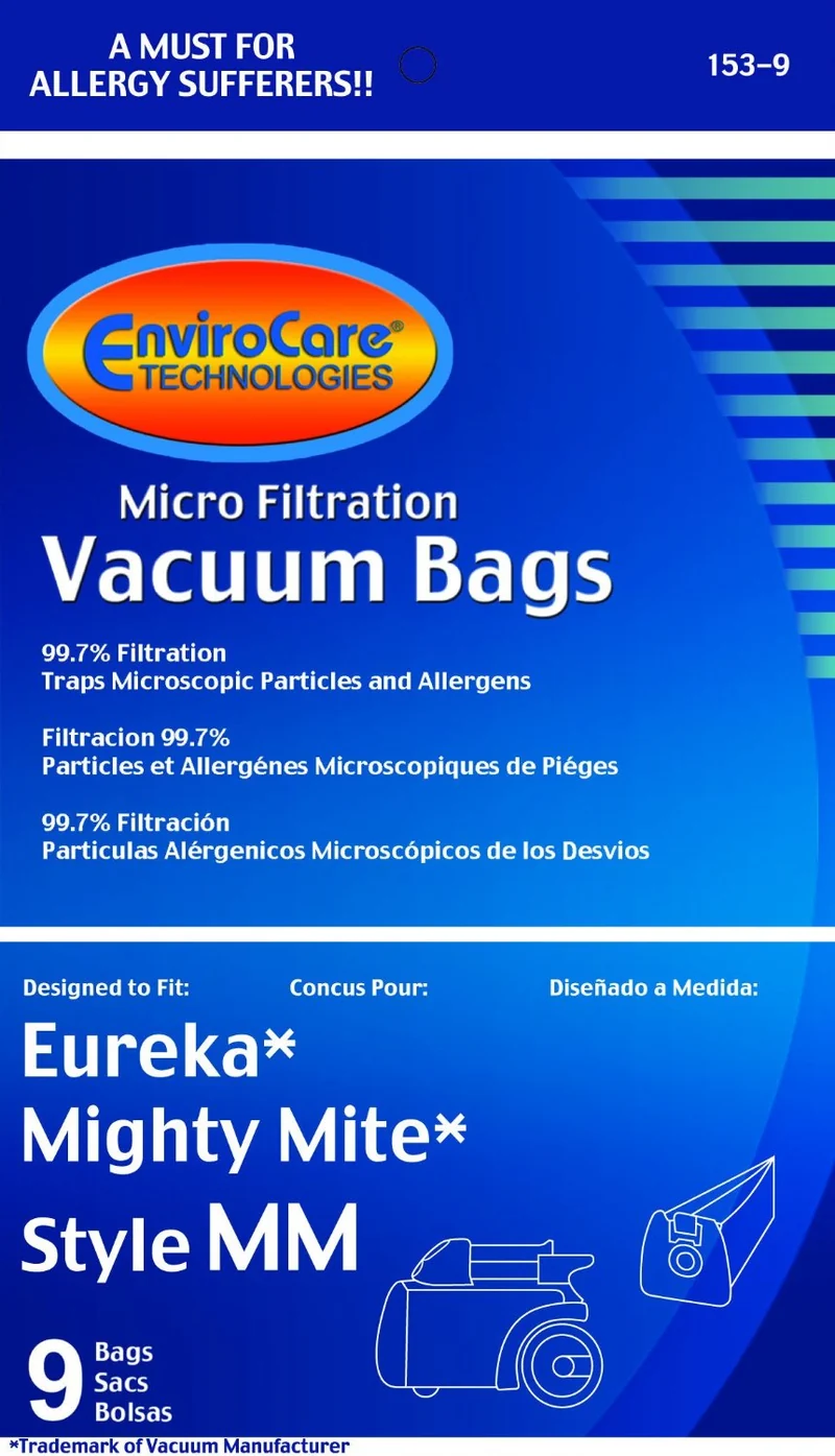 Eureka Part#60295C - Style MM Vacuum Bag Replacement for Eureka Mighty Mite 3670 and 3680 Series Canisters by EnviroCare, 9/pk