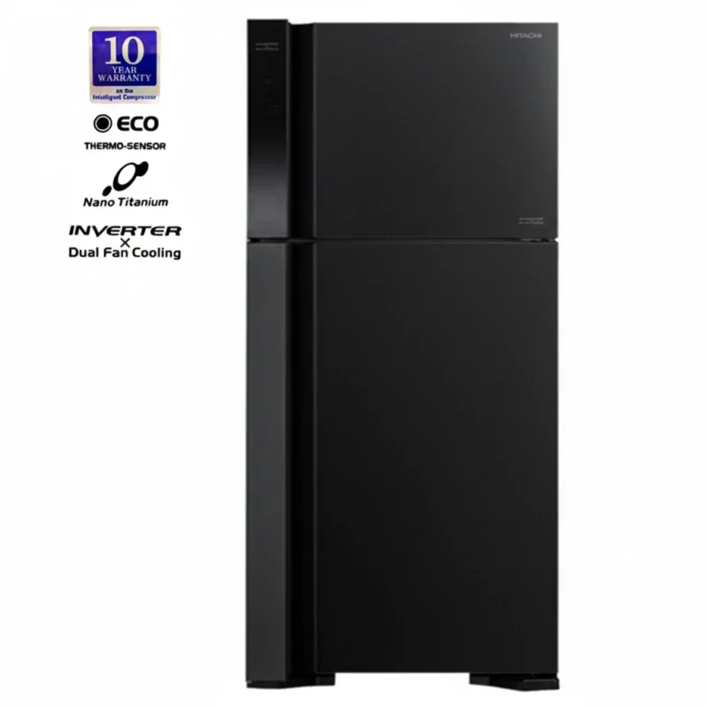 Hitachi HRTN8565DFBBK 565L Black Refrigerator | Inverter Control | Twin Fan | LED Lighting
